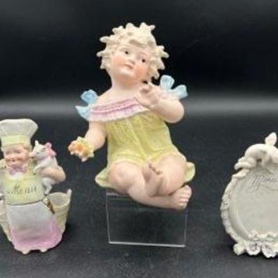 Three Piece Victorian Bisque Statuary