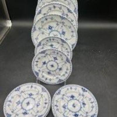 Royal Copenhagen Blue Fluted Half Lace Plates