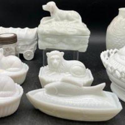 Selection of Milk Glass Animals