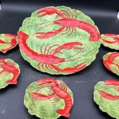 Royal Bayreuth Cabbage & Lobster Plates And Round Platter