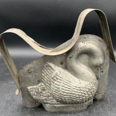 Rare Two Part Tin Swan Chocolate Mold