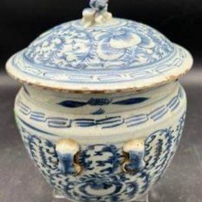 Early Blue And White Chinese Cache Pot