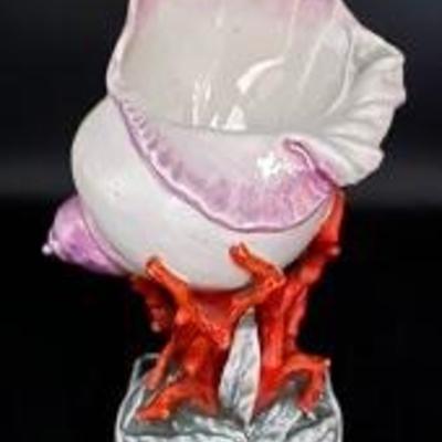 Antique Nautilus Shell And Coral Centerpiece