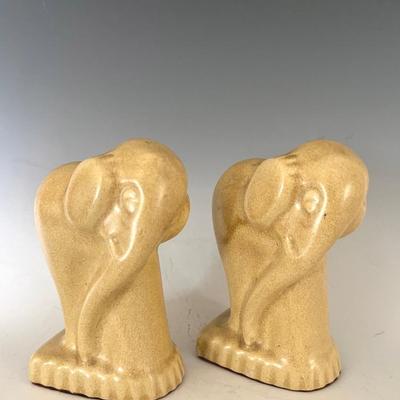 Art Deco Ceramic Elephant Bookends 