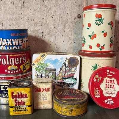Vintage Household Advertising Tins (10 Count)