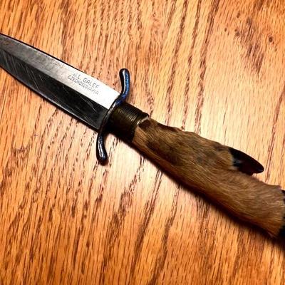 Custom Vintage Deer Hoof/Foot Fixed Blade Hunting Knife By J. L. Galef 