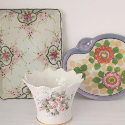 Hand Painted Lefton China, Nippon Maple Leaf Vanity Dish