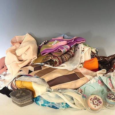 Scarf Collection (30+) with Silk, Vanity Jars