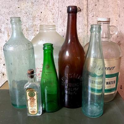 Antique & Vintage Bottles (7) With Moxie, Galion Brewing, Etc