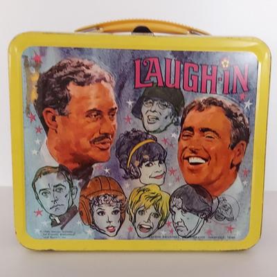 Vintage 1960s "LAUGH IN" Lunchbox plus Thermos Brand Box with Thermos