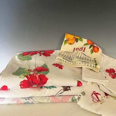 MCM Floral Tablecloths (4) with Tea Towels and Napkins