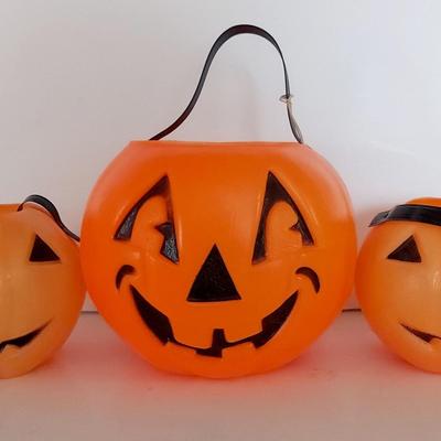 Vintage Blow Mold Halloween Pumpkin Buckets