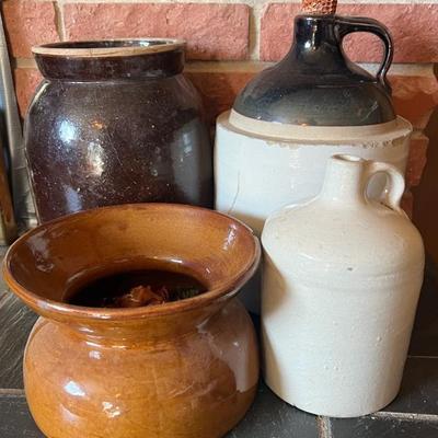 Mixed Antique Stoneware Pieces (4)