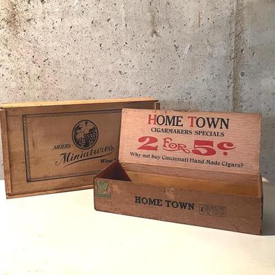 Vintage Wood Advertising Boxes (2)