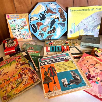 Vintage Puzzles (5), Plus Coloring Books & Paper Dolls/Clothes