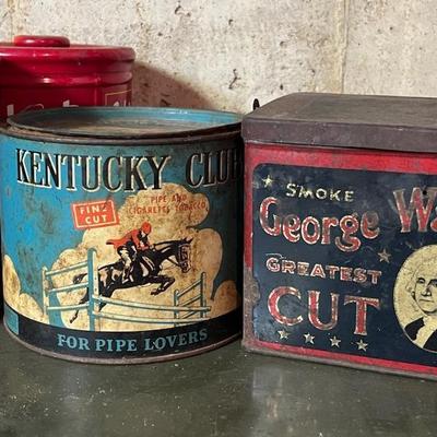 Vintage Tobacco Tins (4) With HTF George Washington Cut Plug Pail
