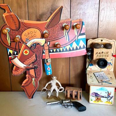 Vintage Cowboy/Western Toys And Room Decor With Gong Bell Ranch Phone