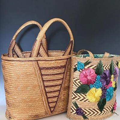 Souvenir Rattan Tote Bags, Vintage 