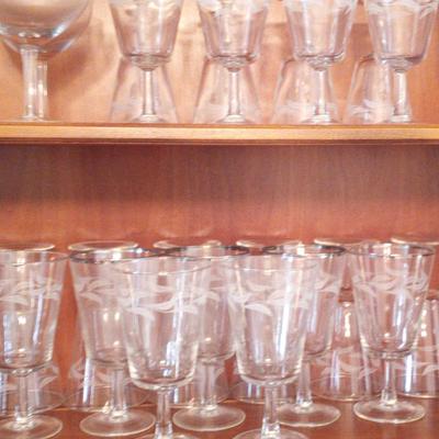 Silver-rimmed Etched Glasses
