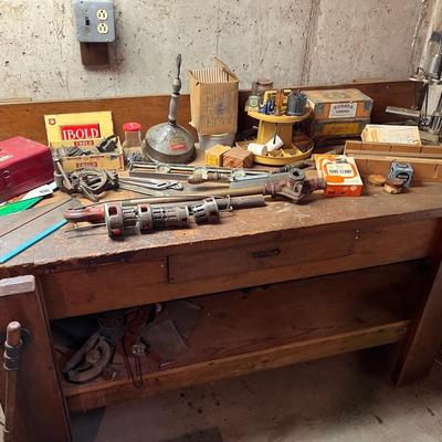 Workbench Cleanout #1 (Antique Wooden Bench W/ Vise Included But Optional)