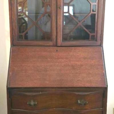 Secretary Desk Glass Door Hutch 