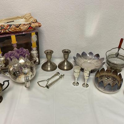 Silverplate Decor And Lenox Pewter S&P And Budvase