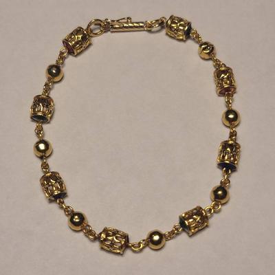 14k Yellow Gold & Enamel Bracelet 7.1 Grams