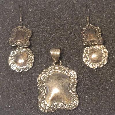 Sterling Silver Earrings & Pendant Set 