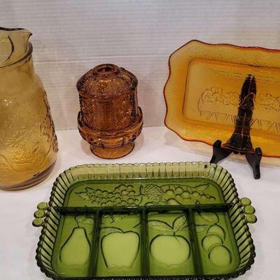 Vintage Amber Glass And Anchor Hocking