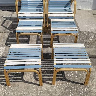6 Piece Patio Set 2 Chairs with 4 Footrests 