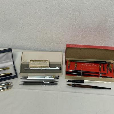 Cross, Bill Blass, Garland Ballpoint Pens & Speedball Fountain Pen Set