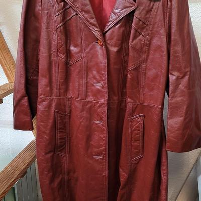Rust Leather Trench Coat