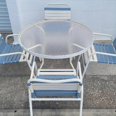 5 Piece Patio Set Glass Top Table with 4 Chairs 