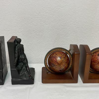 The Builder Bookends And Old World Globe Bookends
