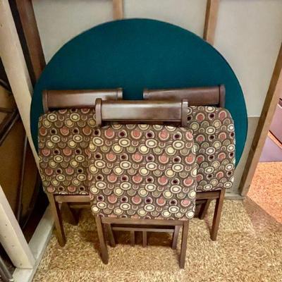 Felt game table with three matching folding chairs