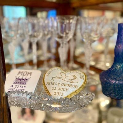 Set of signed vintage Faberge "Pavolva" crystal stemware glasses by Igor Carl