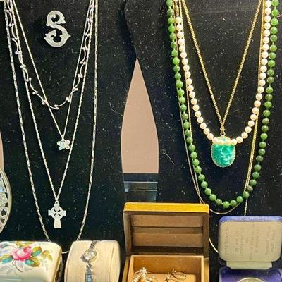 Sterling silver and gold jewelry, including a 14k women's Movado wrist watch