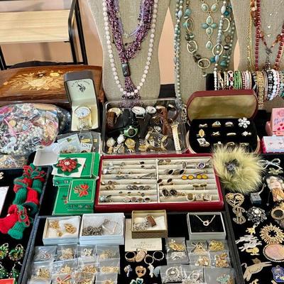 Men's cufflinks, watches and Avon necklaces