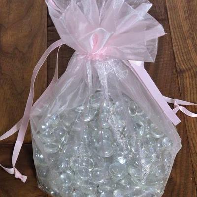 Decorative Glass Gems (Clear, Flat, Round, 2lbs)