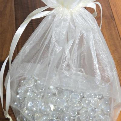 Decorative Glass Gems (Clear, Flat, Round, 1lbs)