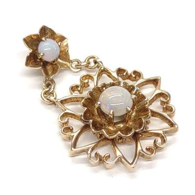 Victorian 14K Gold Opal Drop Pendant