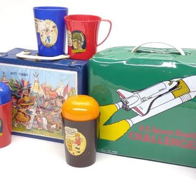 Vintage Vinyl Lunch Boxes, Thermos & Ovaltine Cups