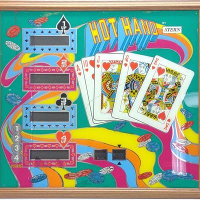Stern Hot Hand Pinball Backglass in Frame