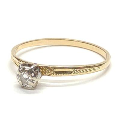 Vintage 14K Gold Solitaire Diamond Ring (sz 9.25)