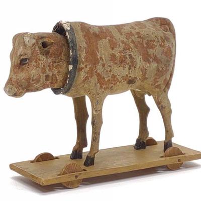 19th C. German Cow Nodder Pull Toy