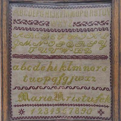 19th c. Signed Needlepoint Sampler