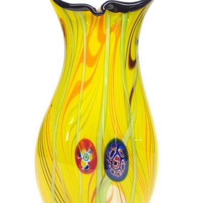 Large Fratelli Toso Murrine Art Glass Vase 16.5"