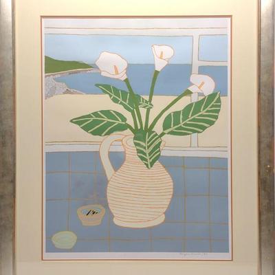 Bryan Pearce Signed Jug Of Lilies Lithograph Art