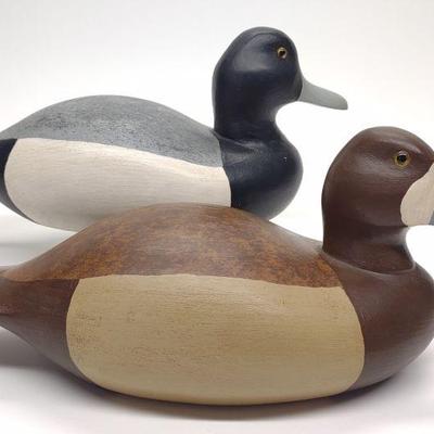 Roger Mangels Jr Painted Bluebill Decoy Pair