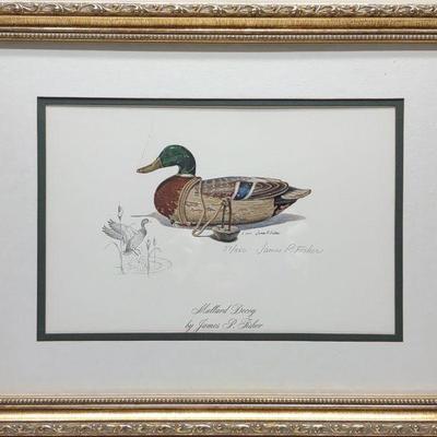 James P. Fisher Signed Decoy Print w/ Remarque